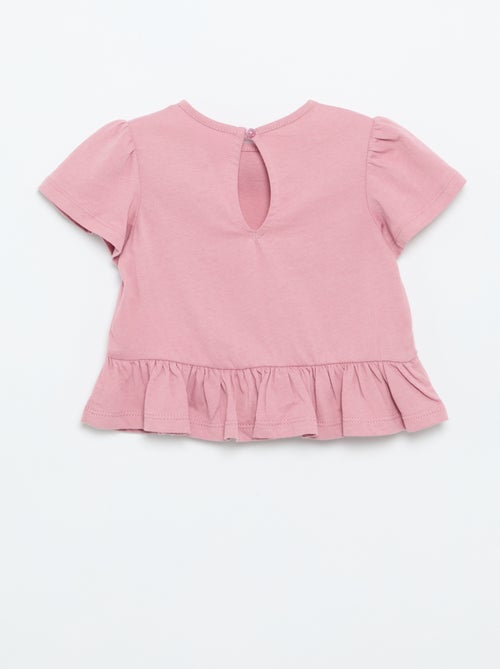 T-shirt manches courtes avec broderies et base volantée - Kiabi T-shirt manches courtes avec broderies et base volantée - Kiabi