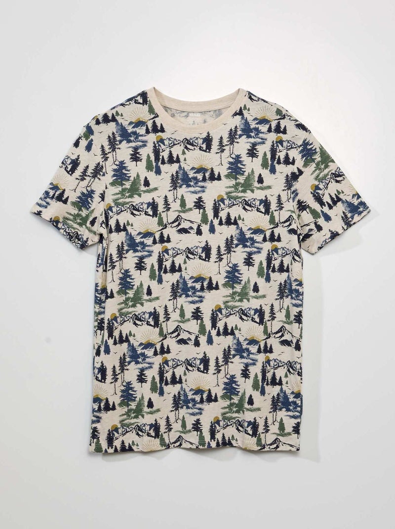 T-shirt manches courtes avec imprimé Beige - Kiabi