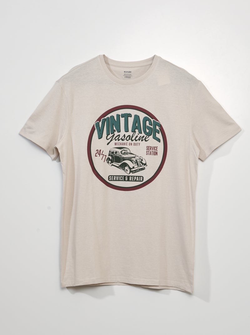 T-shirt manches courtes avec imprimé Beige - Kiabi