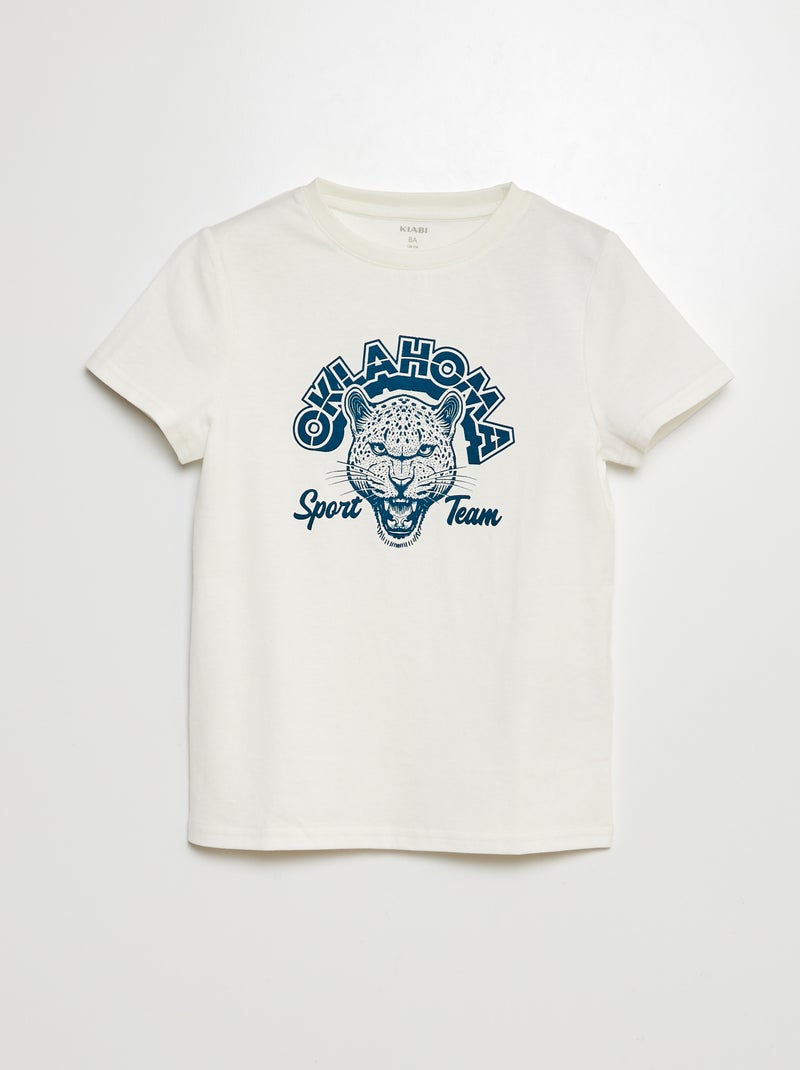 T-shirt manches courtes avec imprimé Blanc - Kiabi