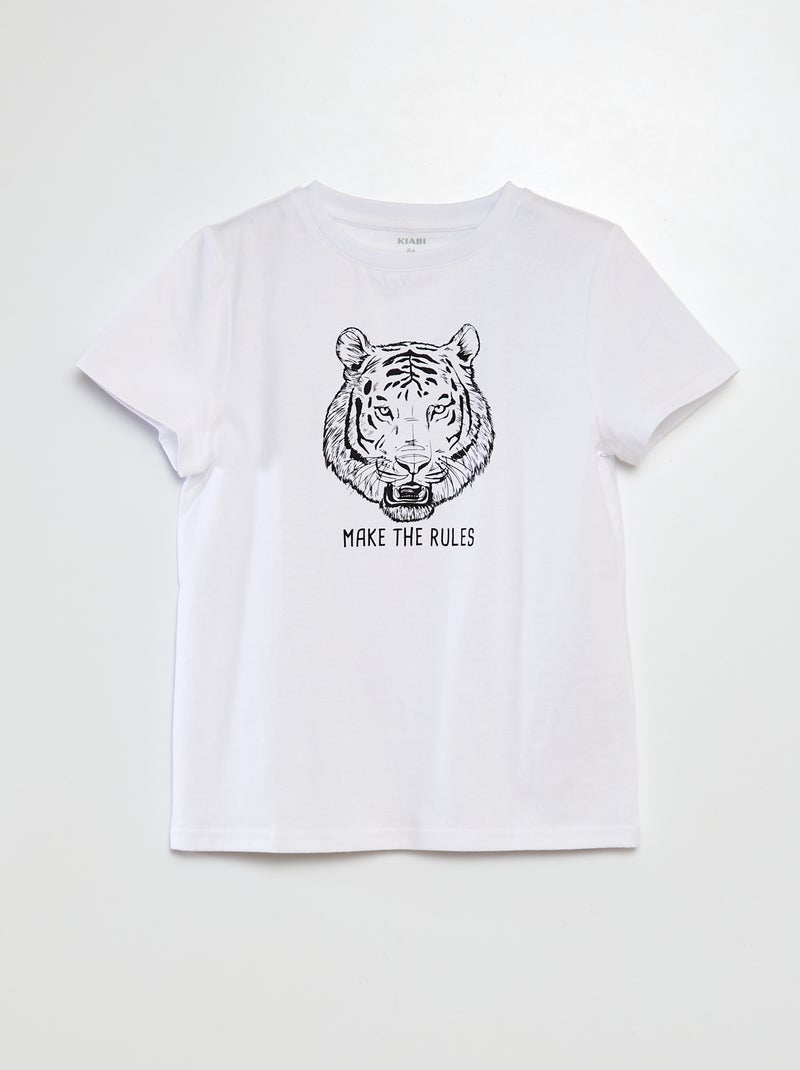 T-shirt manches courtes avec imprimé BLANC - Kiabi