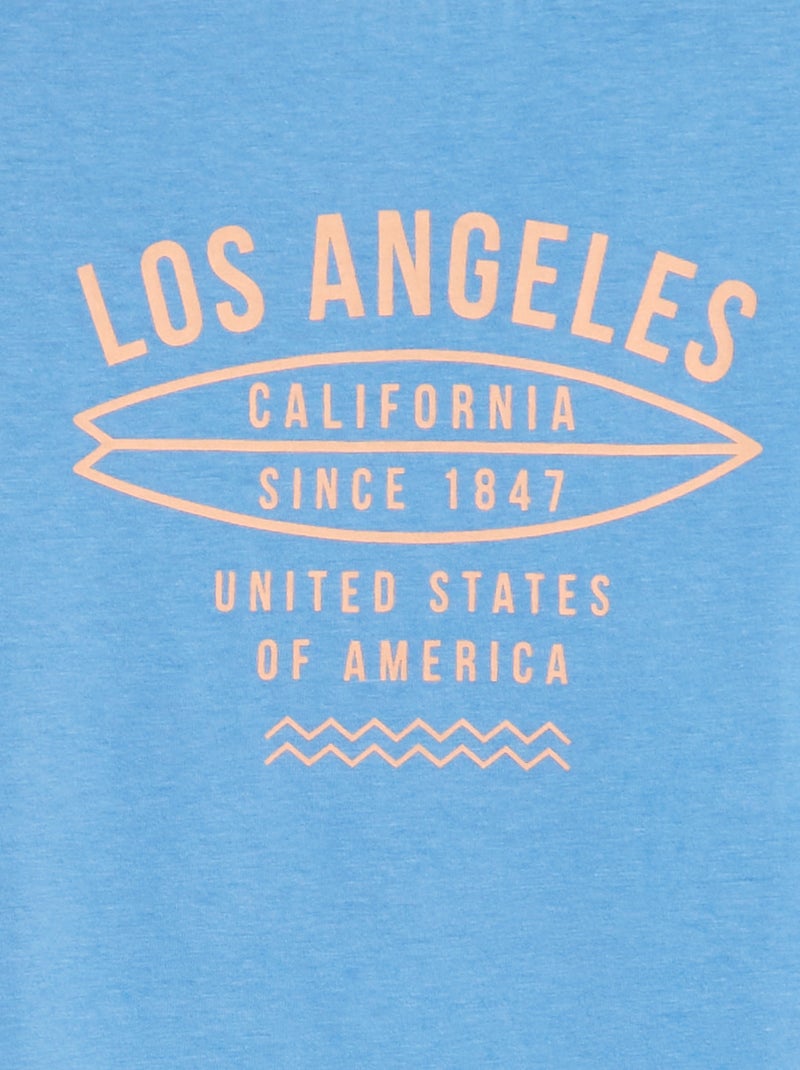 T-shirt manches courtes avec imprimé Bleu - Kiabi