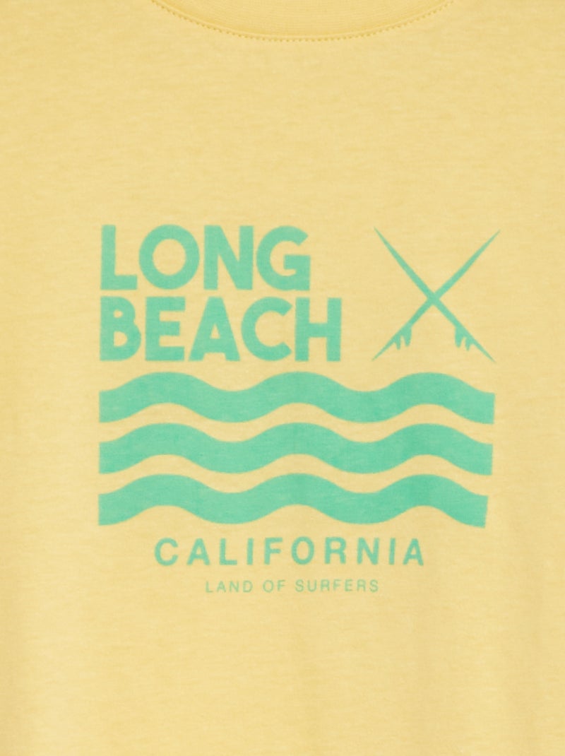 T-shirt manches courtes avec imprimé JAUNE - Kiabi