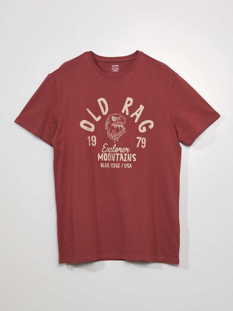 T-shirt manches courtes avec imprimé Marron - Kiabi