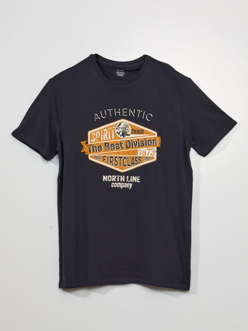 T-shirt manches courtes avec imprimé Noir - Kiabi