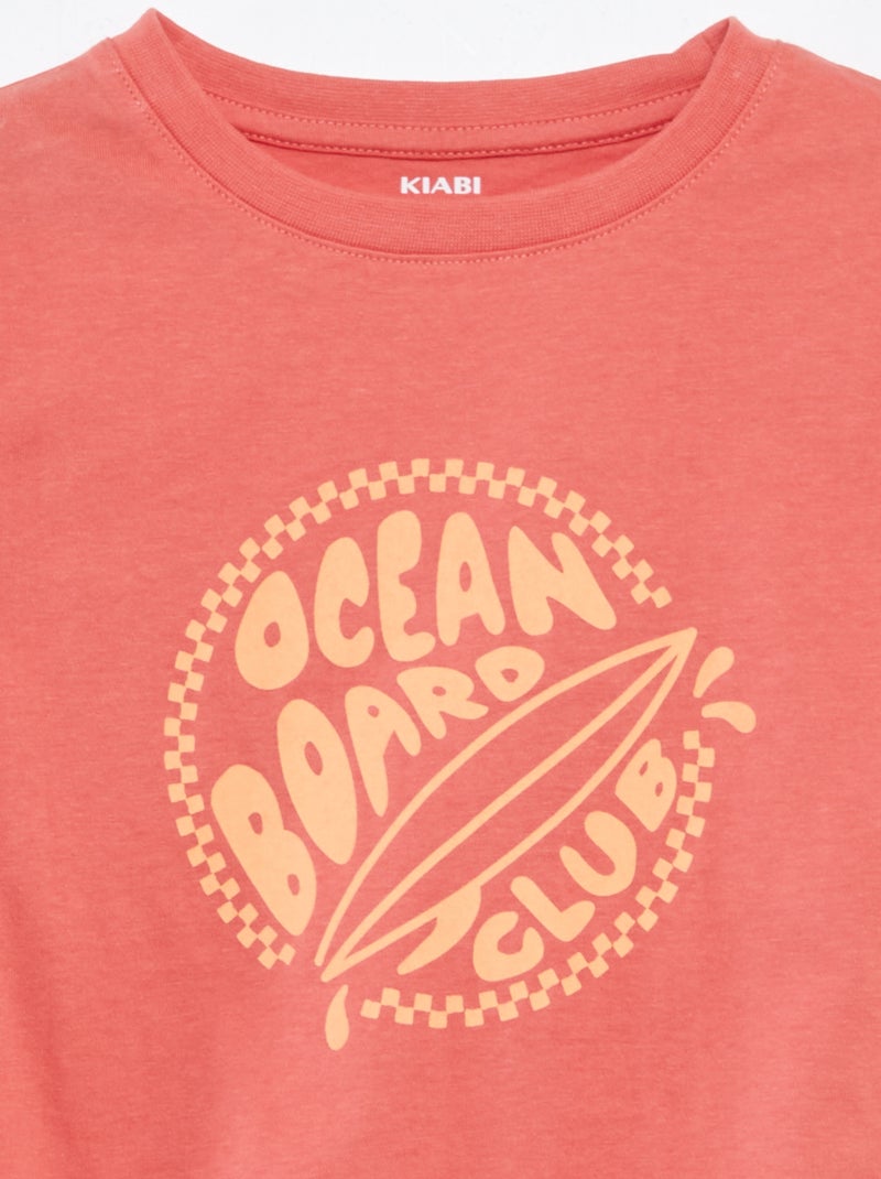 T-shirt manches courtes avec imprimé Orange - Kiabi