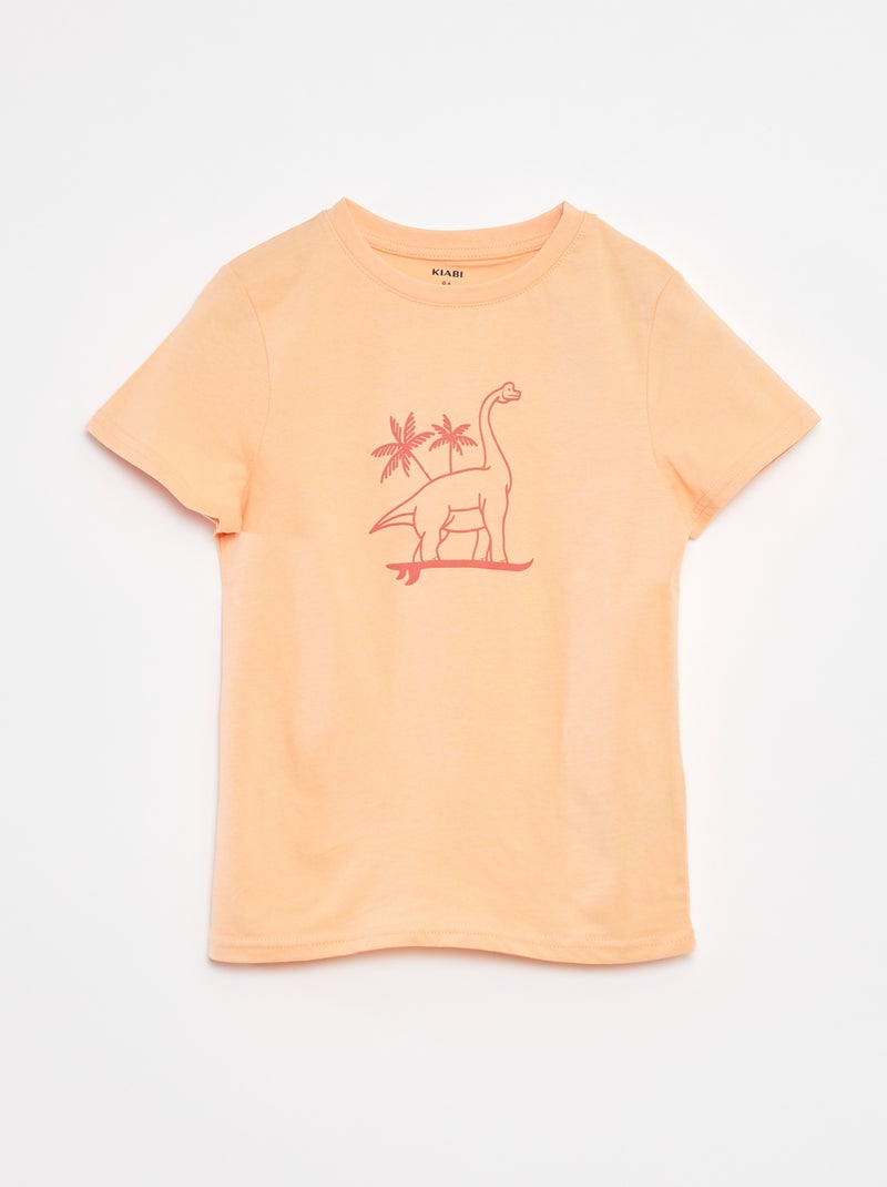 T-shirt manches courtes avec imprimé Orange - Kiabi