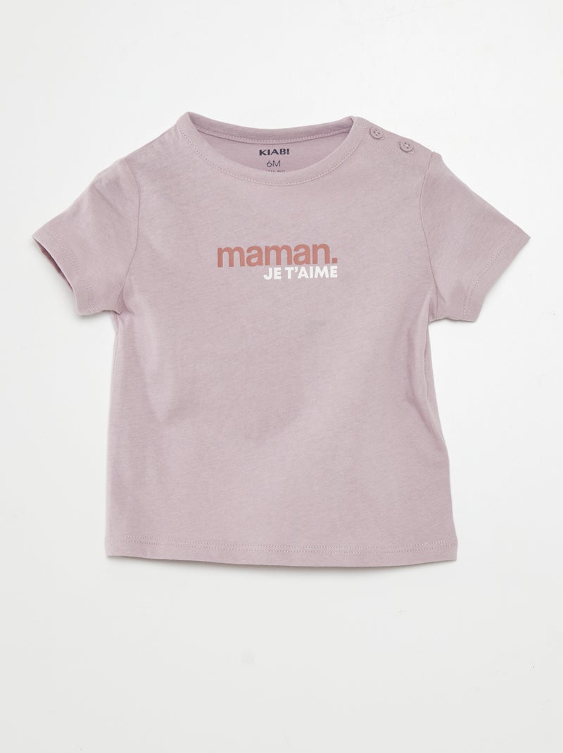 T-shirt manches courtes avec inscription Violet - Kiabi