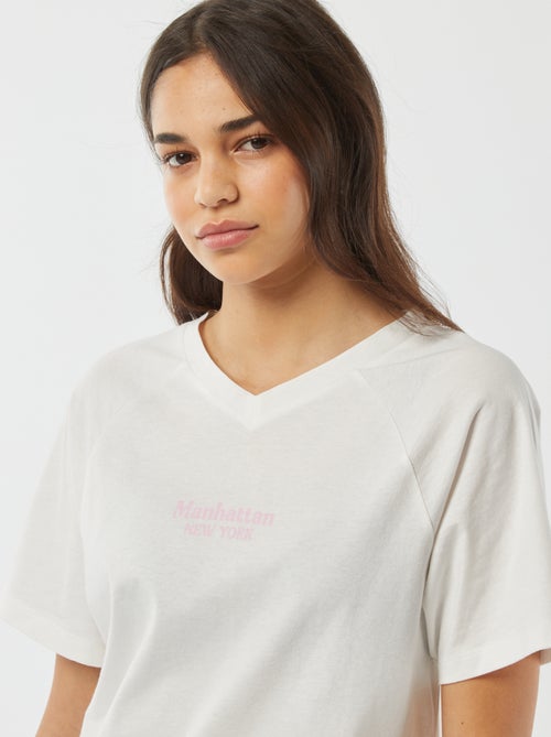 T-shirt manches courtes avec large imprimé au dos 'New York' - Kiabi