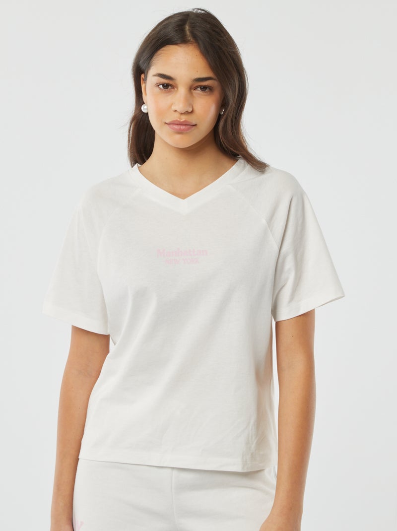 T-shirt manches courtes avec large imprimé au dos 'New York' blanc - Kiabi