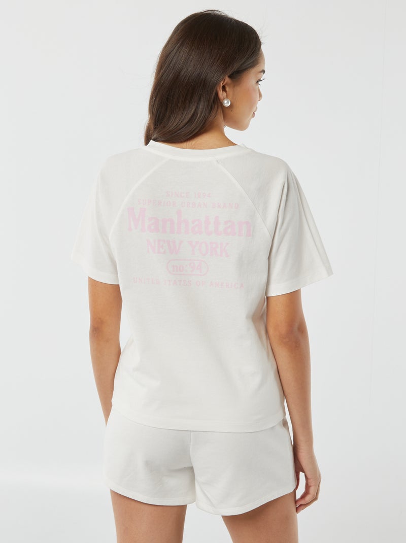 T-shirt manches courtes avec large imprimé au dos 'New York' blanc - Kiabi