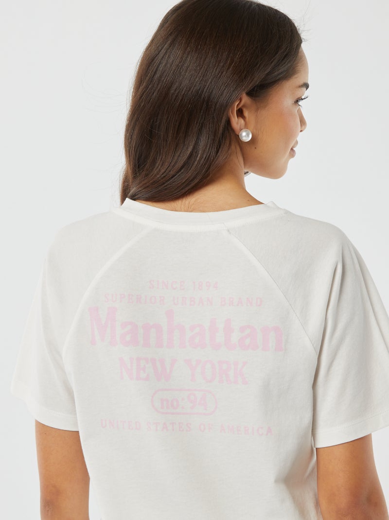T-shirt manches courtes avec large imprimé au dos 'New York' blanc - Kiabi