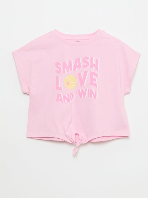 T-shirt manches courtes avec nœud à la base - Kiabi