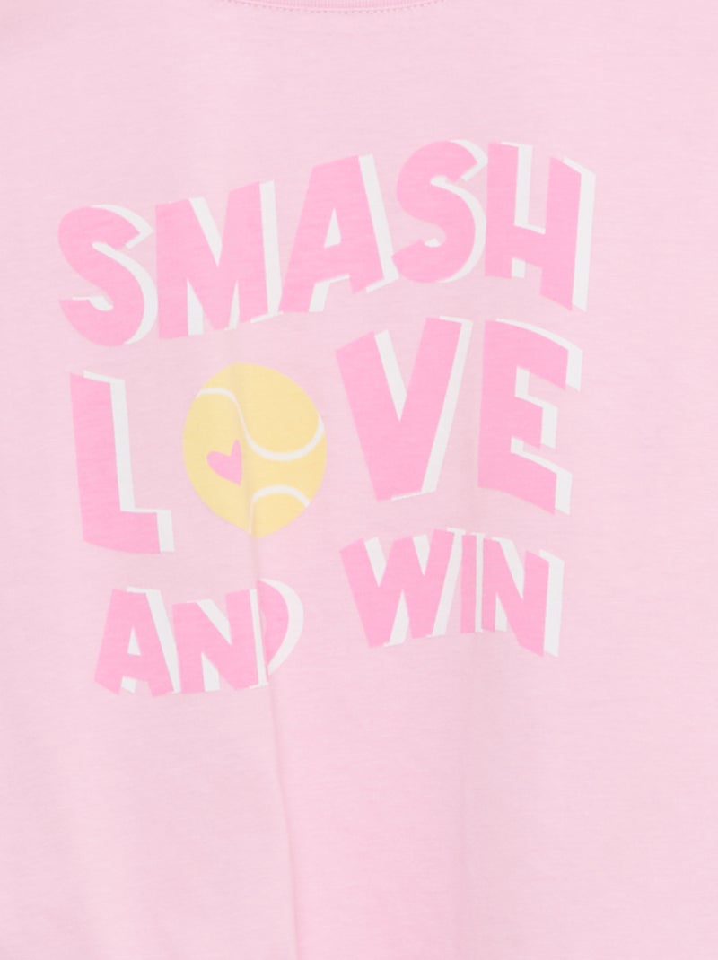 T-shirt manches courtes avec nœud à la base Rose - Kiabi