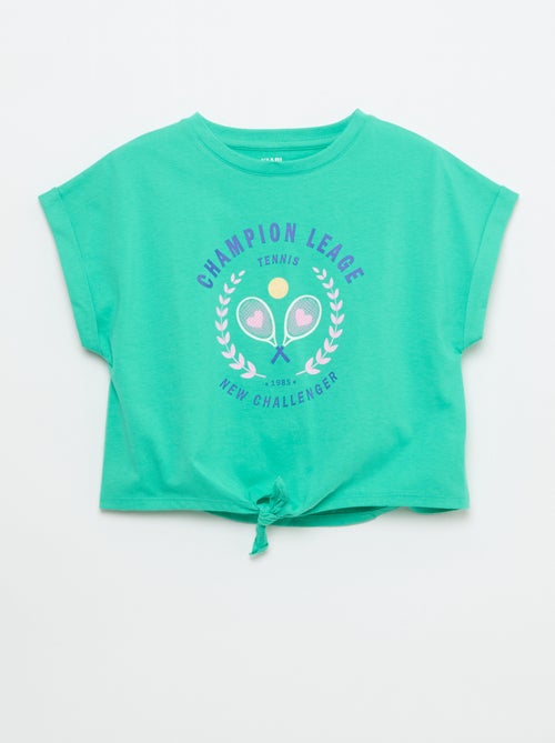 T-shirt manches courtes avec nœud à la base - Kiabi