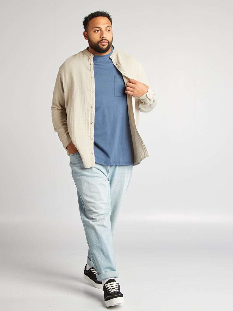 T-shirt manches courtes avec poche poitrine BLEU - Kiabi