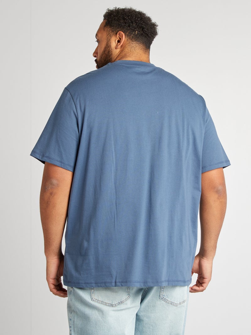 T-shirt manches courtes avec poche poitrine BLEU - Kiabi