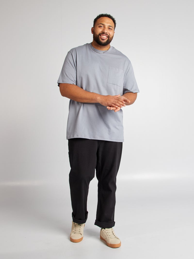 T-shirt manches courtes avec poche poitrine Bleu clair - Kiabi