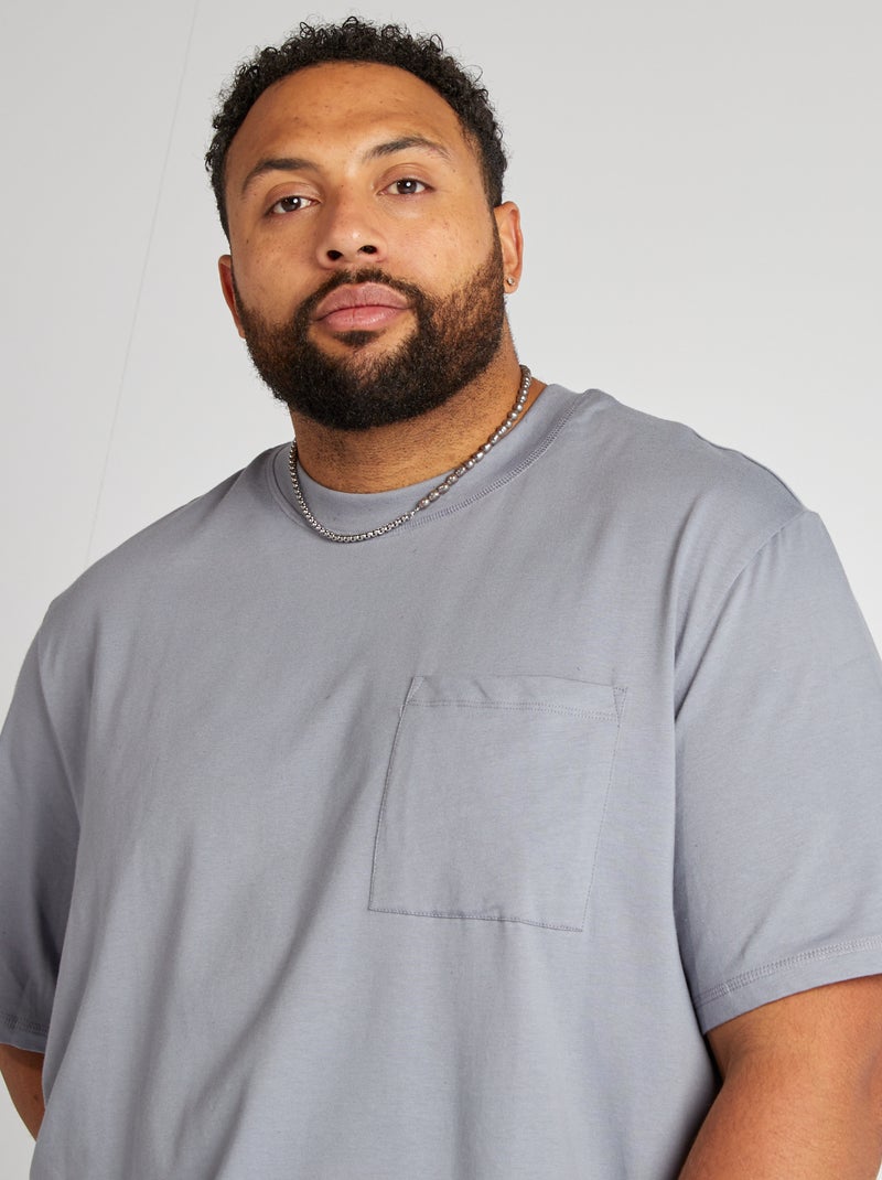 T-shirt manches courtes avec poche poitrine Bleu clair - Kiabi