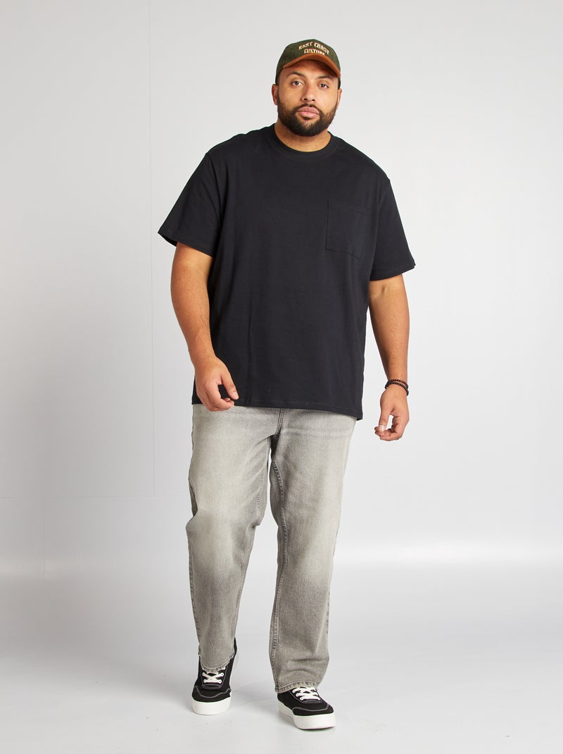 T-shirt manches courtes avec poche poitrine noir - Kiabi