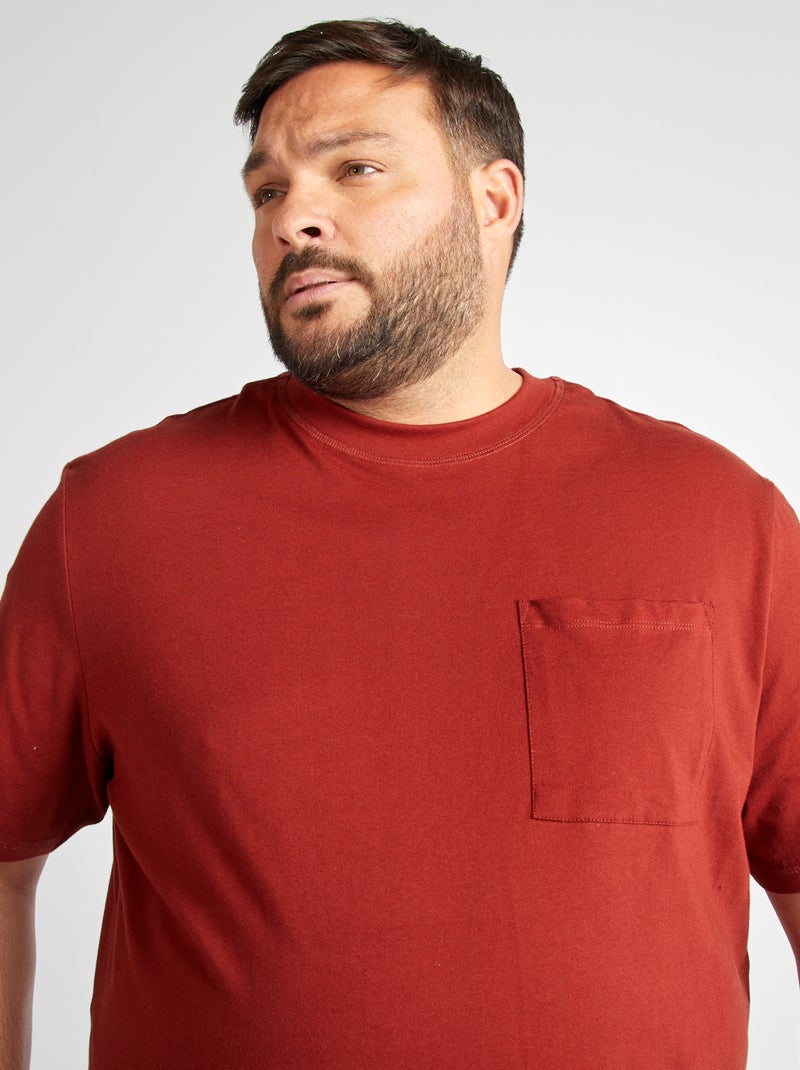 T-shirt manches courtes avec poche poitrine Orange - Kiabi