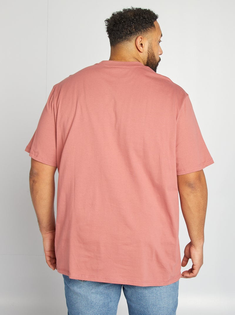 T-shirt manches courtes avec poche poitrine Rose - Kiabi