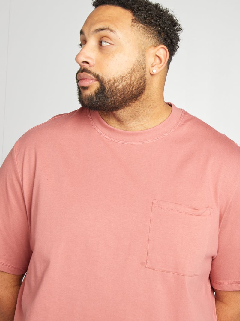 T-shirt manches courtes avec poche poitrine Rose - Kiabi