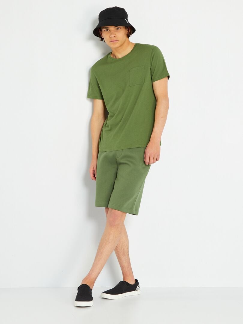 T*-shirt manches courtes avec poches poitrine kaki foncé - Kiabi