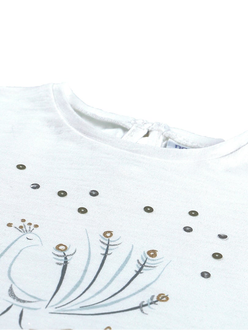 T Shirt Manches Courtes Avec Sequins Blanc Kiabi 9 98€