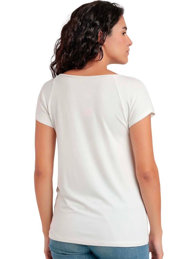 T-shirt manches courtes Best Wishes Ecru - Kiabi