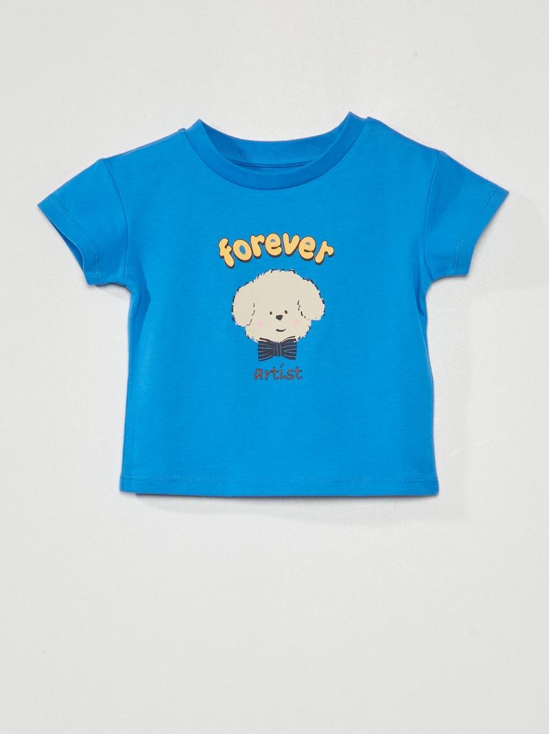 T-shirt manches courtes Bleu - Kiabi