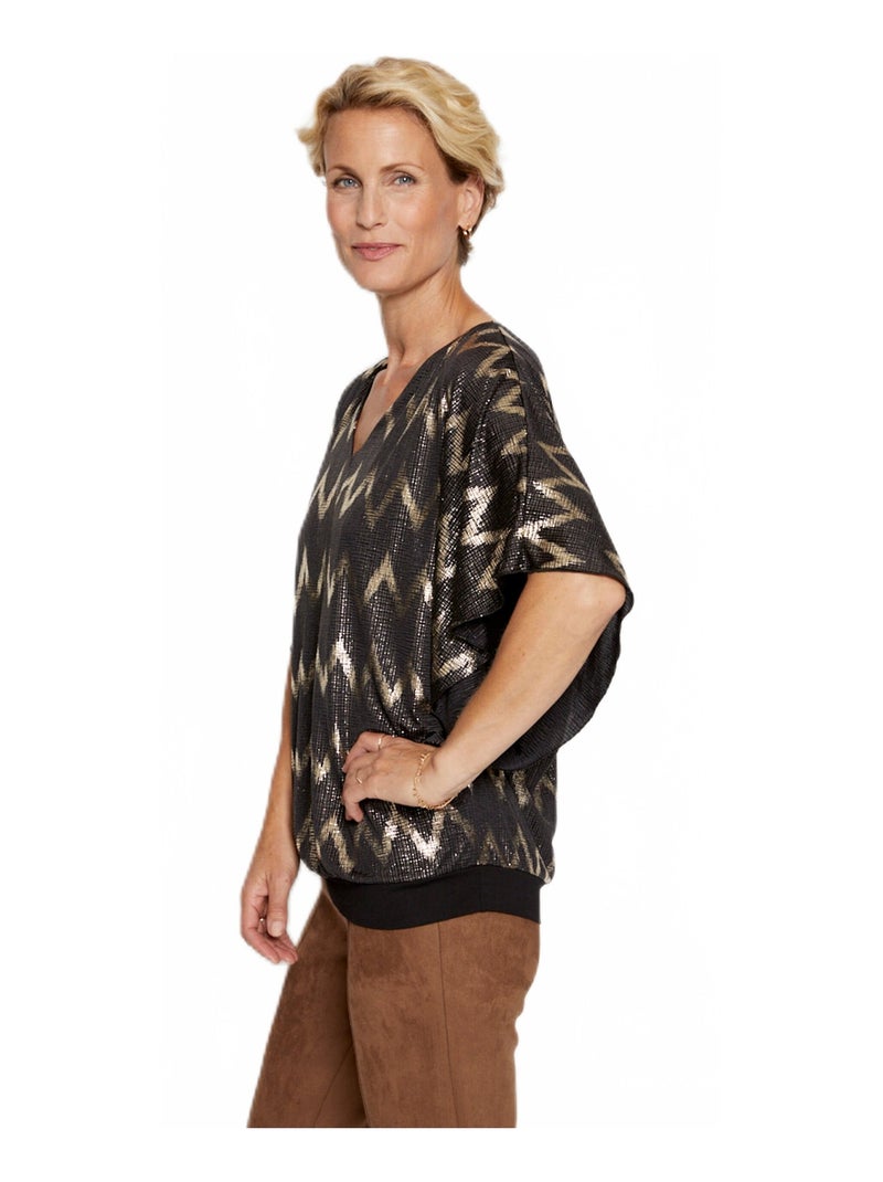 T-shirt manches courtes chauve-souris Noir Doré - Kiabi