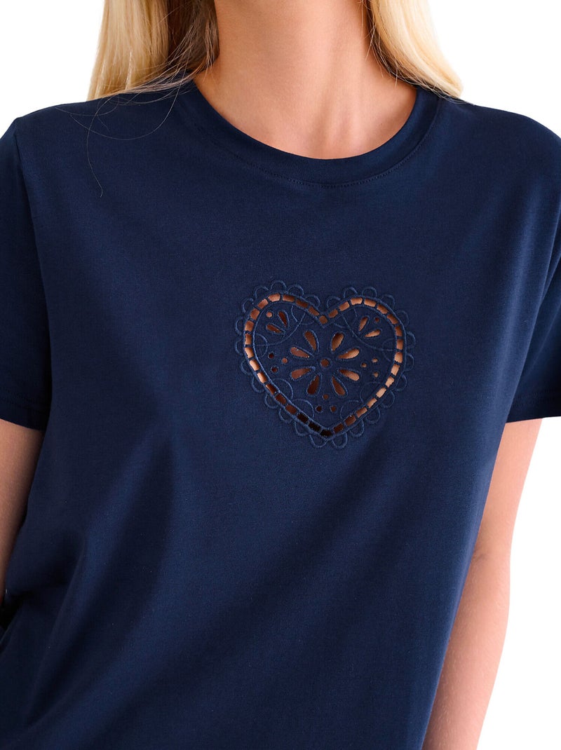 T-shirt manches courtes Coeur SUMMERTIME Bleu - Kiabi