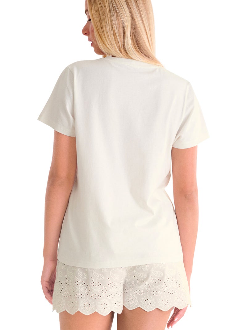 T-shirt manches courtes coeur summertime Ecru - Kiabi