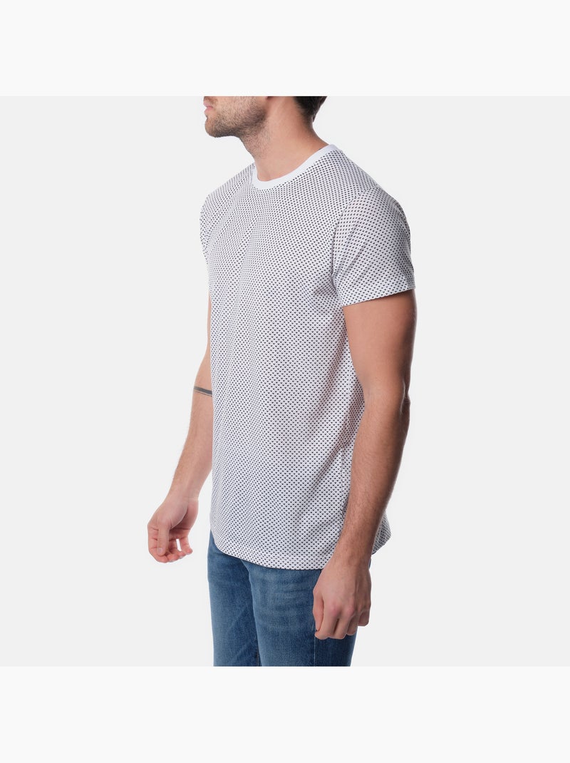 T-shirt manches courtes col rond à motif Blanc - Kiabi