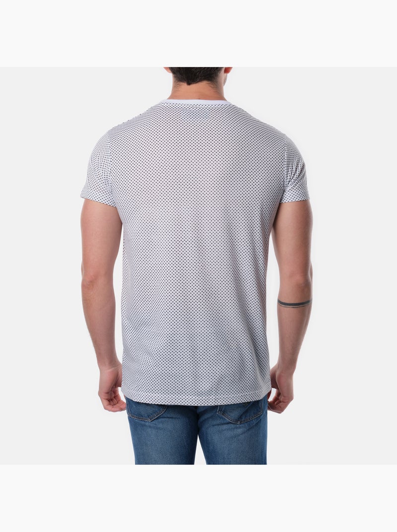 T-shirt manches courtes col rond à motif Blanc - Kiabi