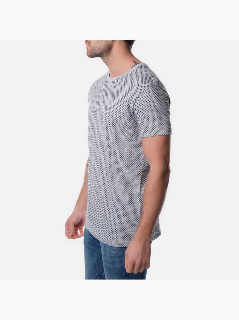 T-shirt manches courtes col rond à motif Gris - Kiabi