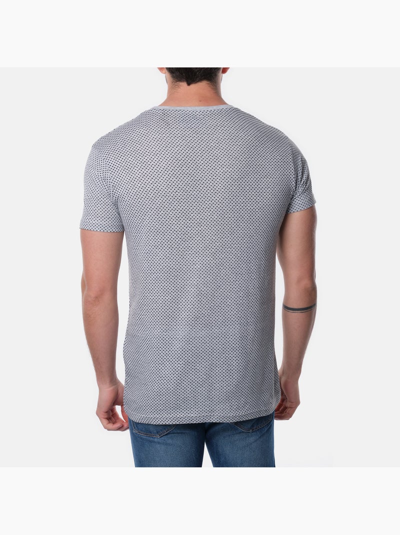 T-shirt manches courtes col rond à motif Gris - Kiabi
