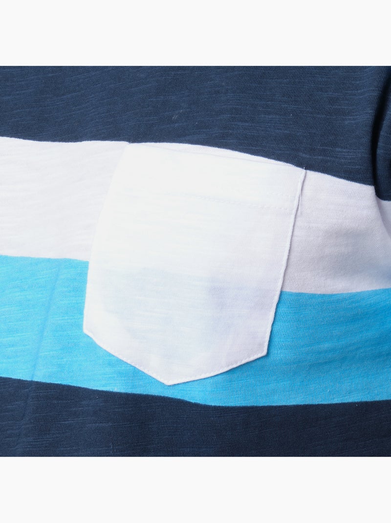 T-shirt manches courtes col rond à rayures Bleu Bleu marine - Kiabi