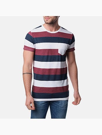T-shirt manches courtes col rond à rayures