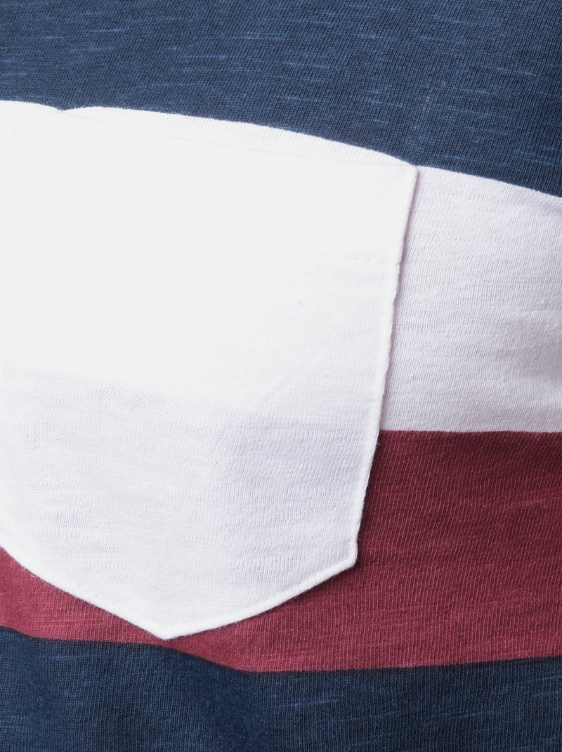 T-shirt manches courtes col rond à rayures Bleu Bordeaux - Kiabi