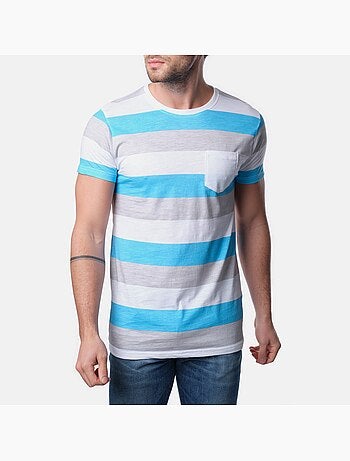 T-shirt manches courtes col rond à rayures