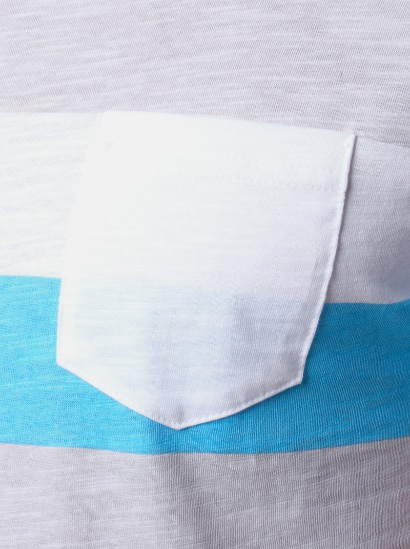 T-shirt manches courtes col rond à rayures Bleu Gris - Kiabi