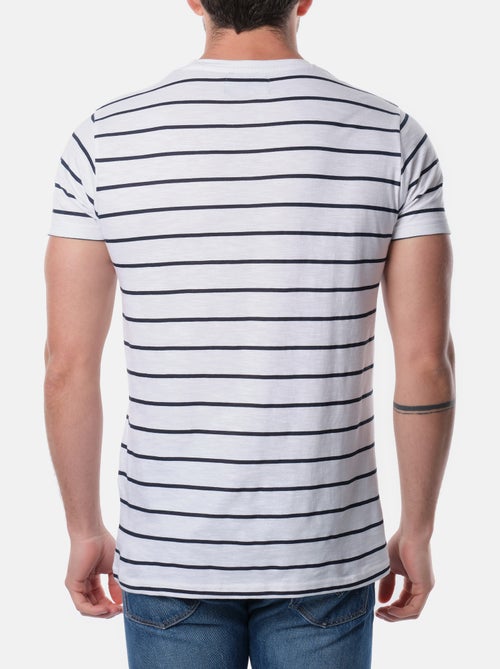 T-shirt manches courtes col rond à rayures - Kiabi