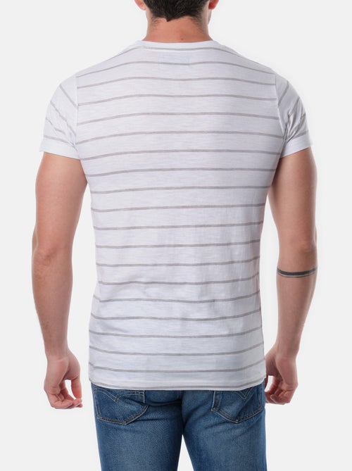 T-shirt manches courtes col rond à rayures - Kiabi