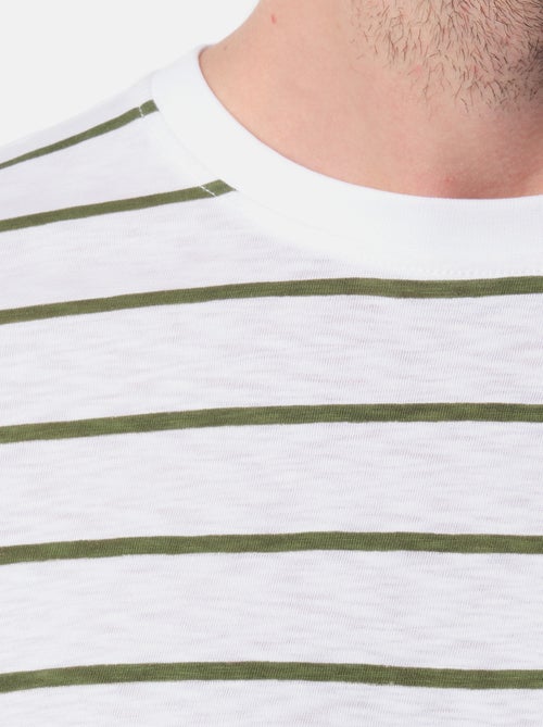 T-shirt manches courtes col rond à rayures - Kiabi