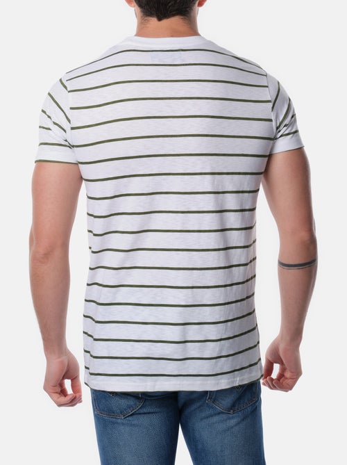 T-shirt manches courtes col rond à rayures - Kiabi