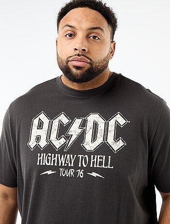 T-shirt manches courtes col rond 'ACDC' en coton