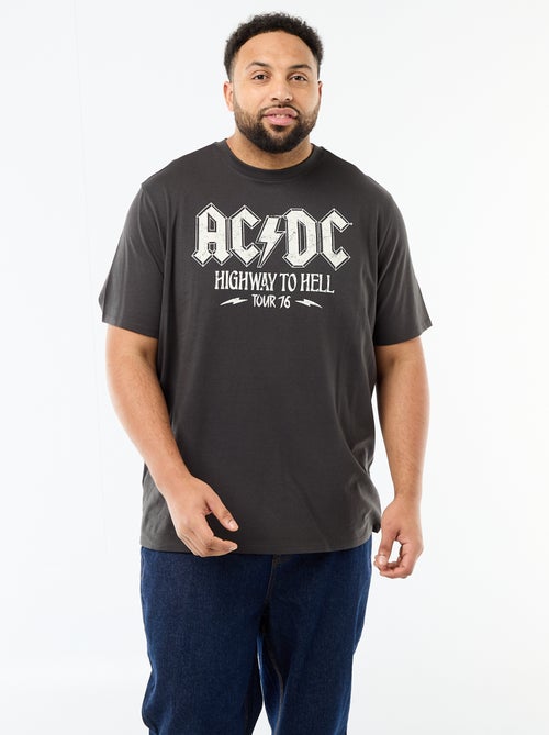 T-shirt manches courtes col rond 'ACDC' en coton - Kiabi