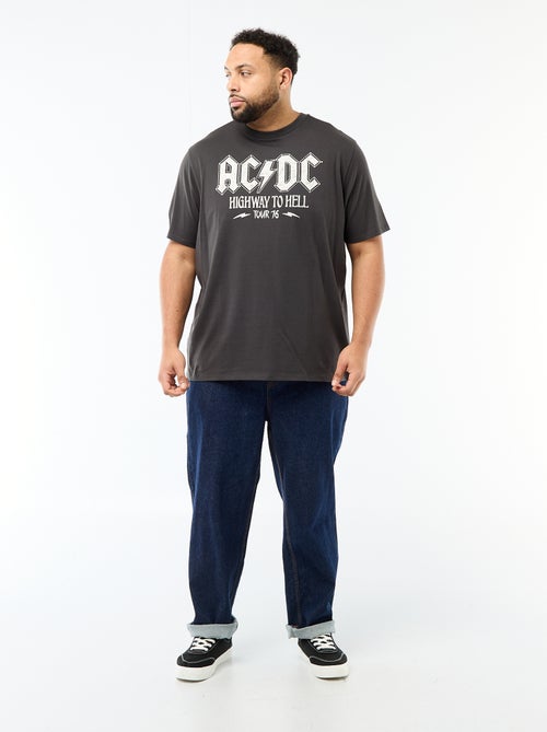 T-shirt manches courtes col rond 'ACDC' en coton - Kiabi